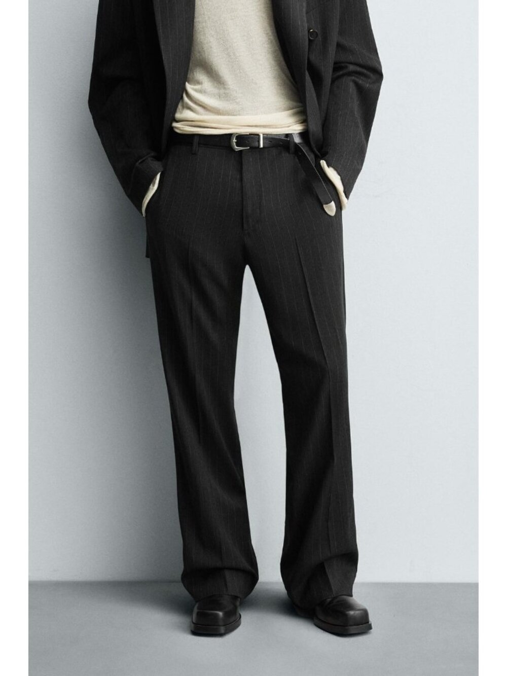 Zara Men Striped Suit Trousers pants EU 42 US 32 Black Straight 5955/549 NWT